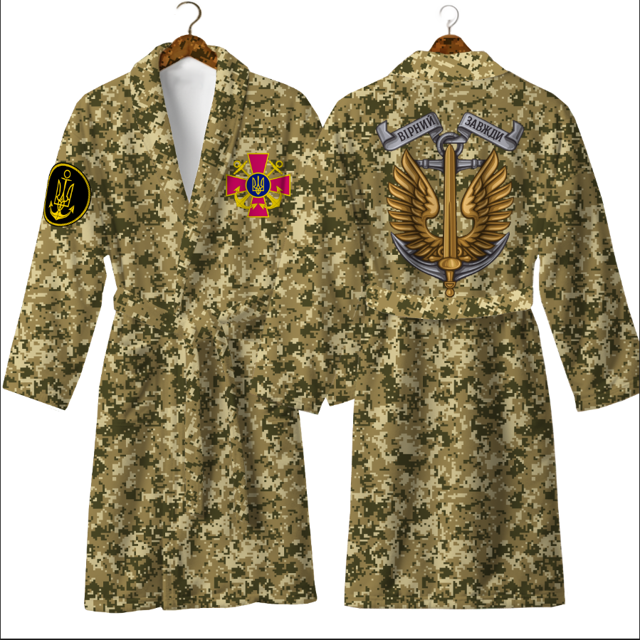 Халат ЗСУ піксель морська піхота емблема знак ВМС теплий з принтом ВСІ розміри Преміум тканина
