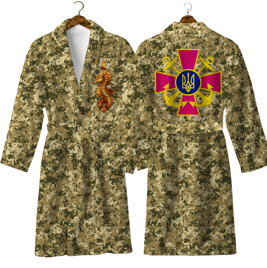 Халат ЗСУ піксель емблема знак тризуб ВМС ССО теплий з принтом ВСІ розміри Преміум тканина