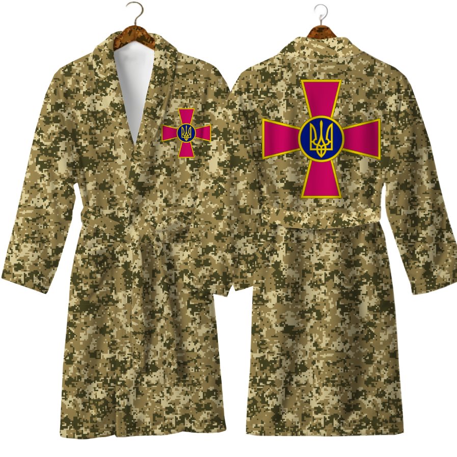 Халат ЗСУ піксель емблема знак тризуб теплий з принтом ВСІ розміри Преміум тканина