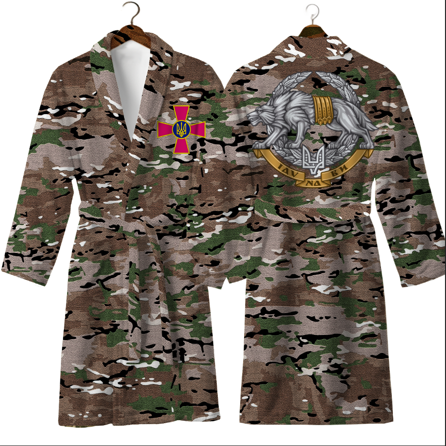 Халат ЗСУ мультикам ССО емблема знак тризуб теплий з принтом ВСІ розміри Преміум тканина