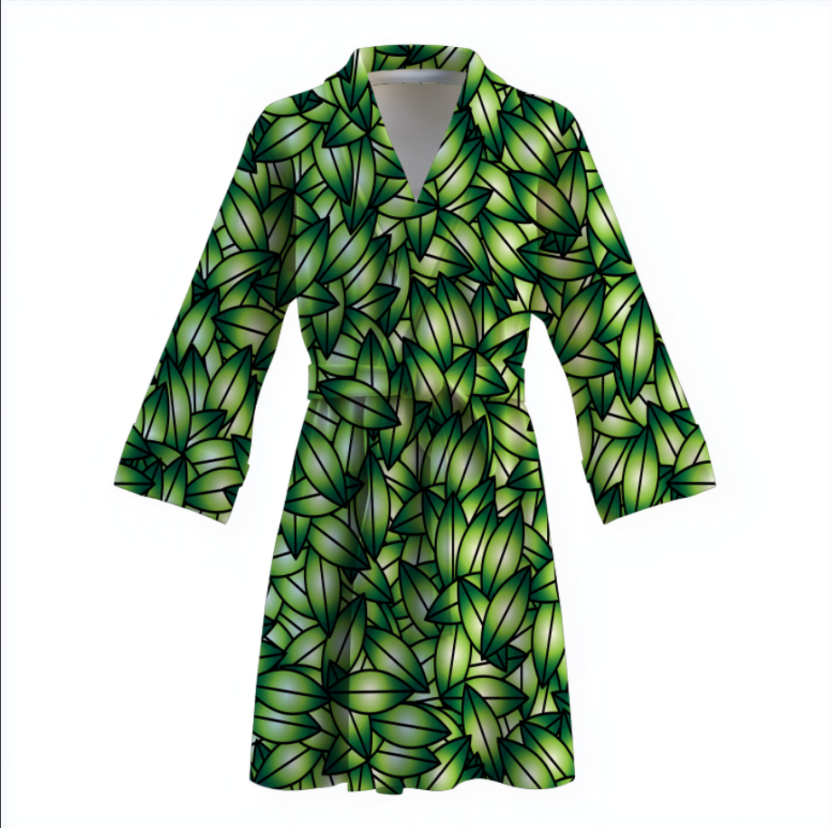 Халат Зелені листя теплий з принтом ВСІ розміри Преміум тканина