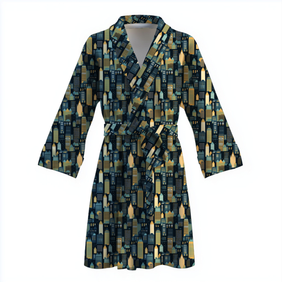 Халат З будинками фон міста 3 теплий з принтом ВСІ розміри Преміум тканина