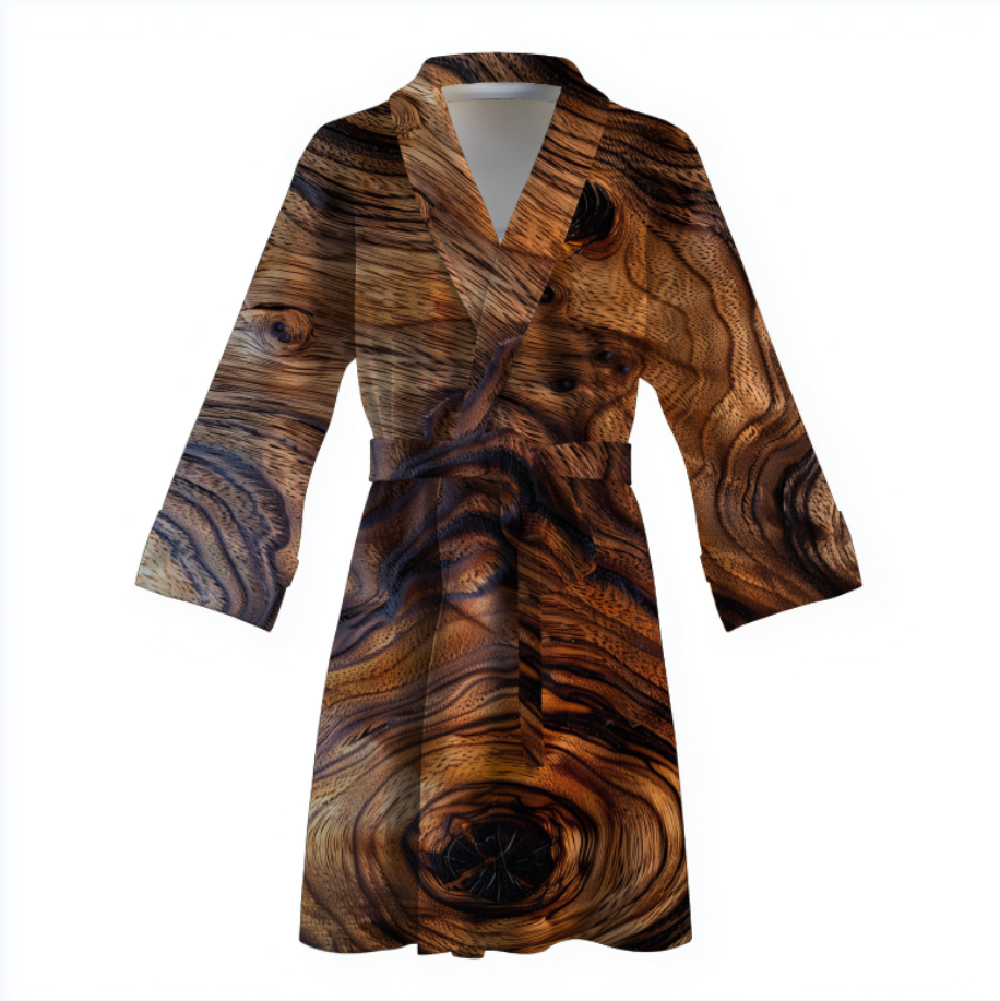 Халат Дерево дерев'яна текстура теплий з принтом ВСІ розміри Преміум тканина
