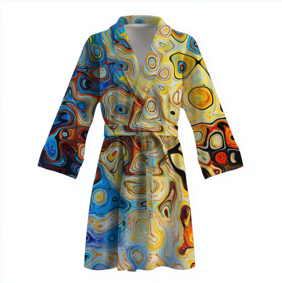 Халат Абстракція рідких фарб теплий з принтом ВСІ розміри Преміум тканина