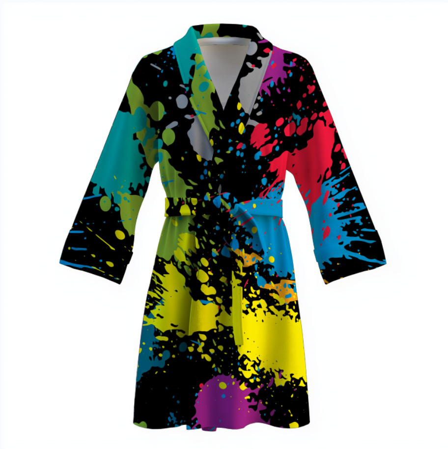 Халат Абстракція райдужних фарб сплески мазки теплий з принтом ВСІ розміри Преміум тканина