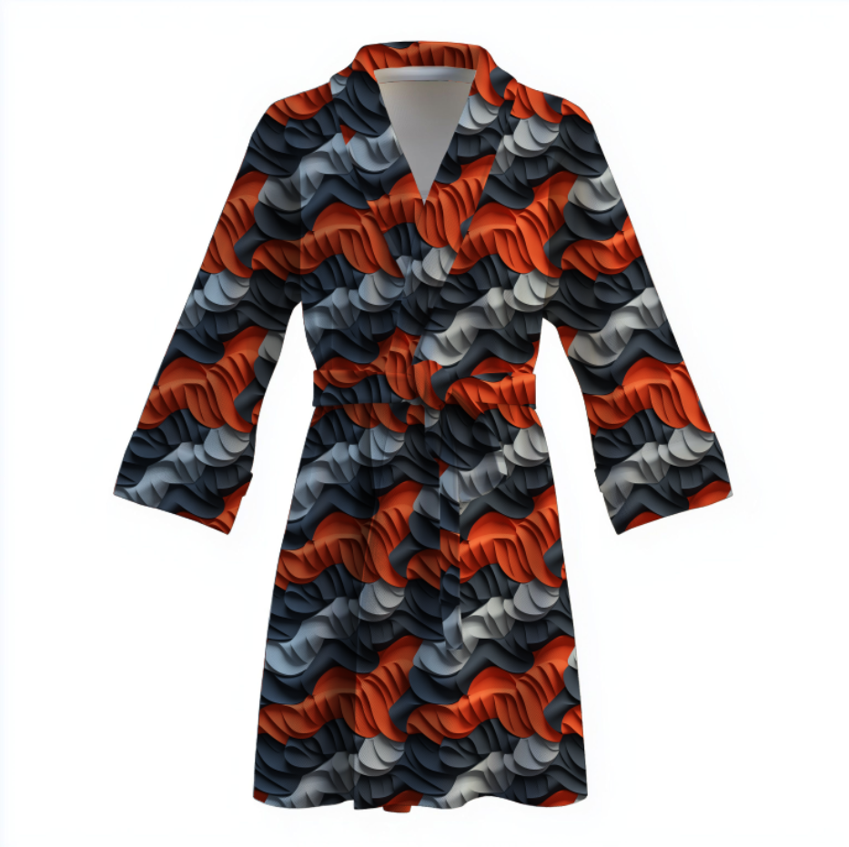 Халат Абстракція геометричних фігур хвилі теплий з принтом ВСІ розміри Преміум тканина