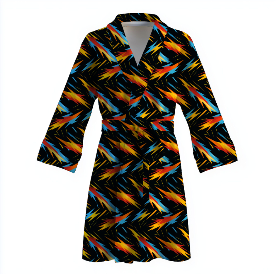 Халат Абстракція блискавки барвисті кольори 1 теплий з принтом ВСІ розміри Преміум тканина