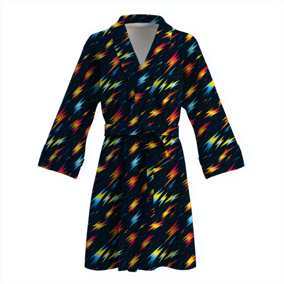 Халат Абстракція блискавки барвисті кольори теплий з принтом ВСІ розміри Преміум тканина