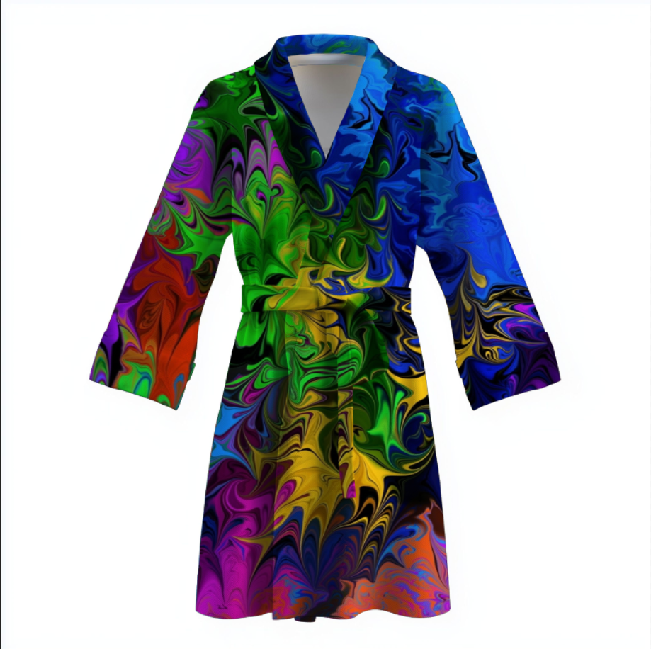 Халат Абстрактний фон рідких фарб теплий з принтом ВСІ розміри Преміум тканина