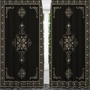 Штори Чорні з принтом перського килима квіткові візерунки орнаменти персидський турецький Фотоштора ВСІ розміри