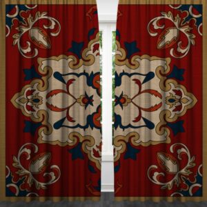 Штори Червоно чорні з принтом перського килима квіткові візерунки орнаменти персидський турецький пейслі Фотоштора ВСІ розміри