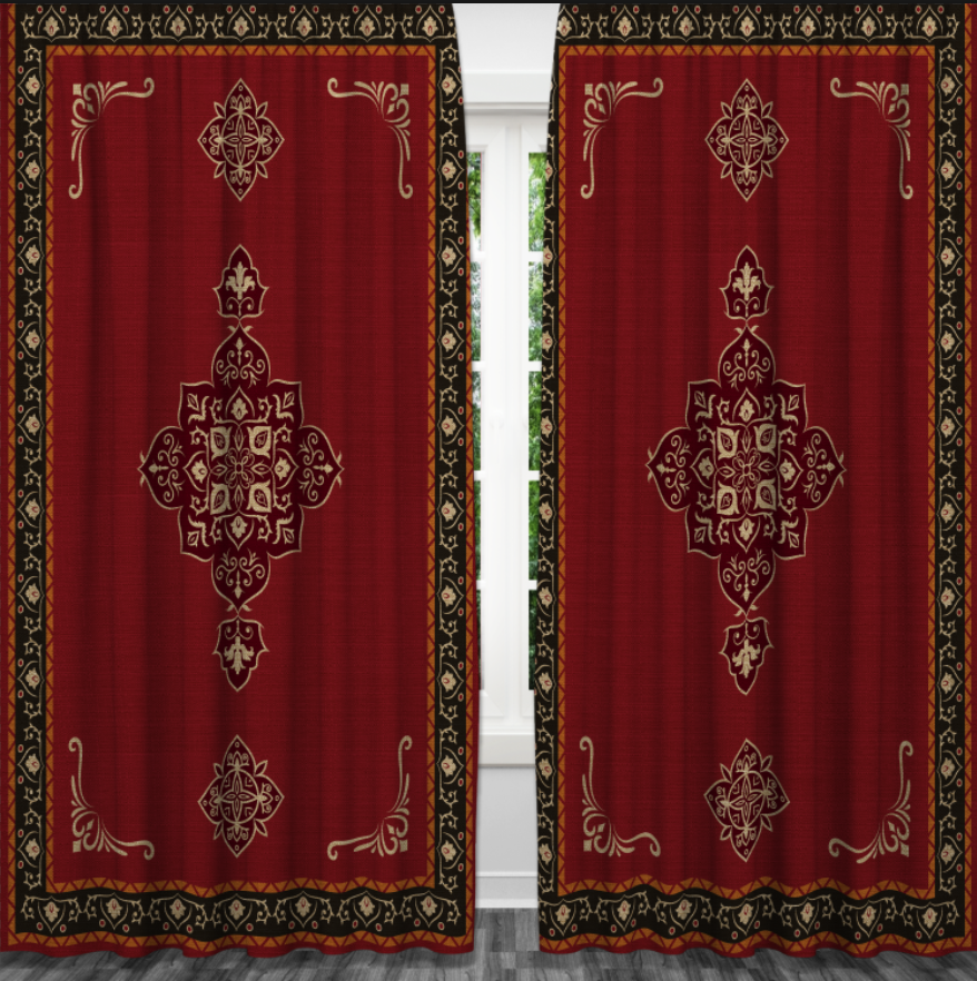 Штори Червоні з принтом перського килима квіткові візерунки орнаменти персидський турецький Фотоштора ВСІ розміри