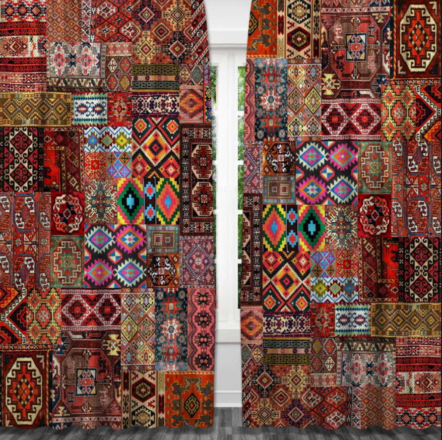 Штори З візерунком мандали богемні у стилі печворк з різнокольоровими мандалами 2 Фотоштора ВСІ розміри