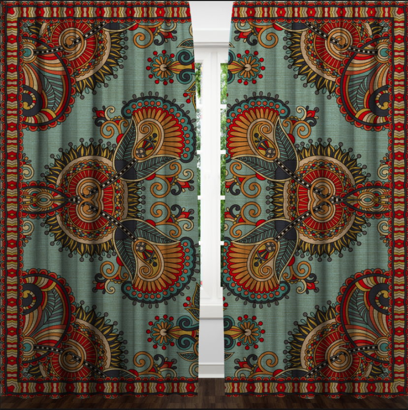 Штори Богемний стиль з візерунком пейслі в стилі ретро Фотоштора ВСІ розміри