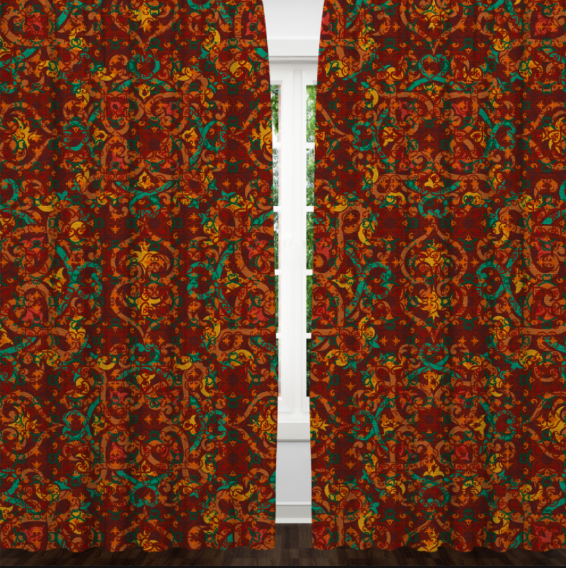 Штори Барвисті з принтом перського килима квіткові візерунки орнаменти персидський турецький Фотоштора ВСІ розміри