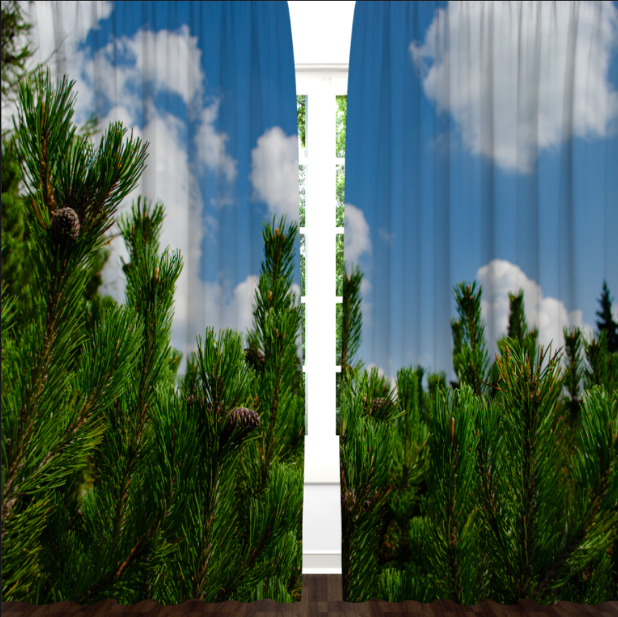 Штори Ялинка на фоні блакитного неба Фотоштора ВСІ розміри