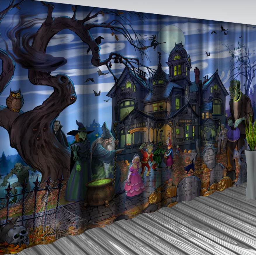 Штори Хеловін привиди зомбі будинок хорор мульт 1 Фотоштора ВСІ розміри