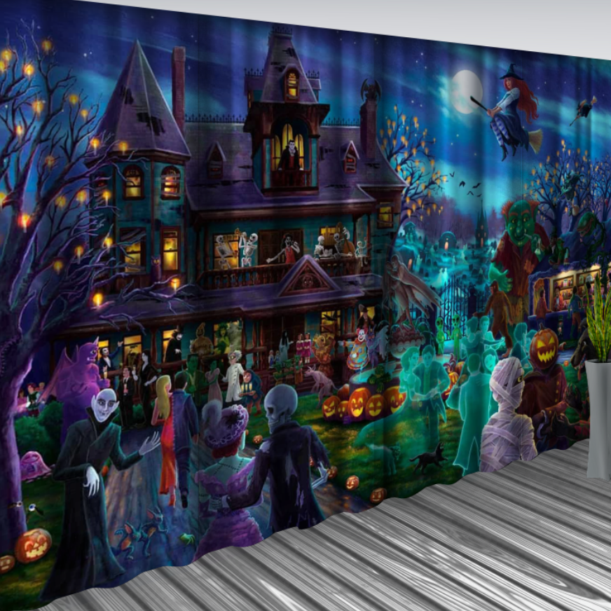 Штори Хеловін привиди зомбі будинок хорор мульт Фотоштора ВСІ розміри