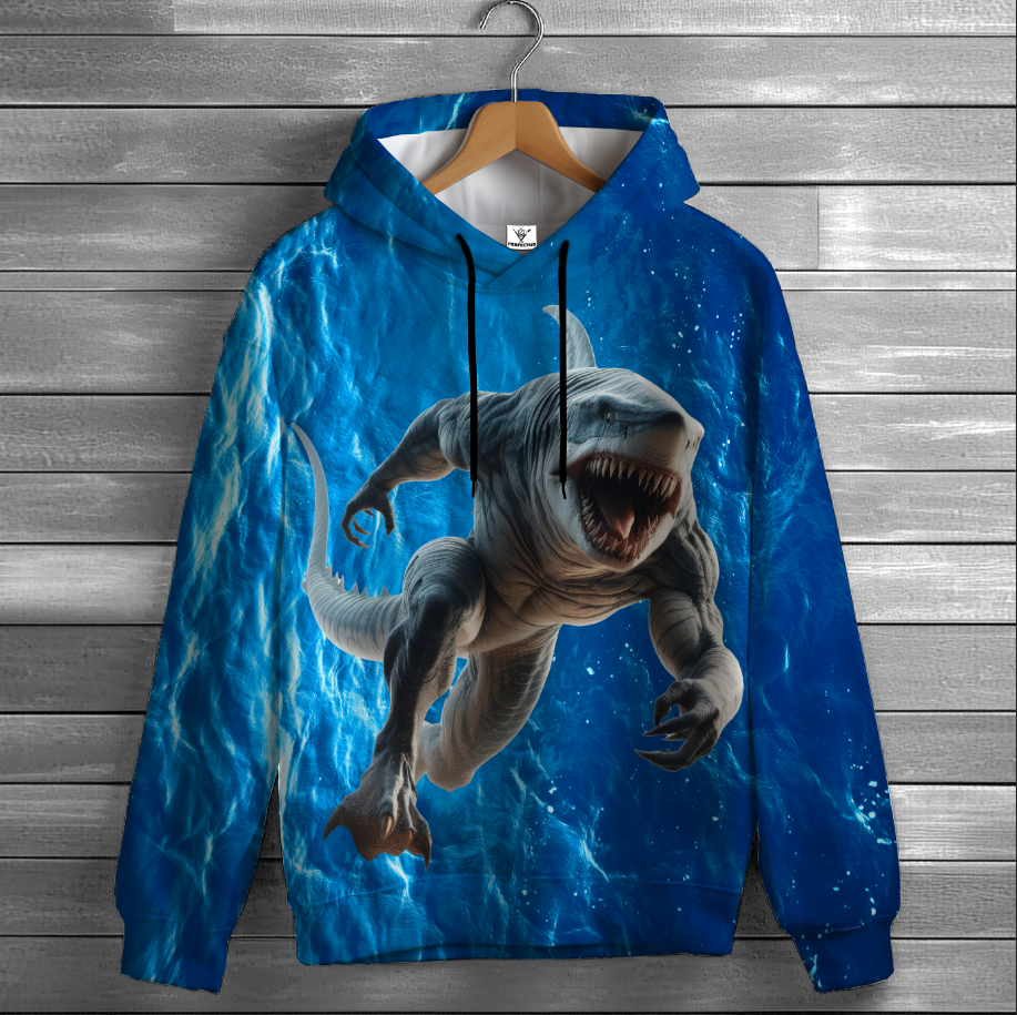 Толстовка худі Акула мутант 3D принт ВСІ Розміри Преміум тканина