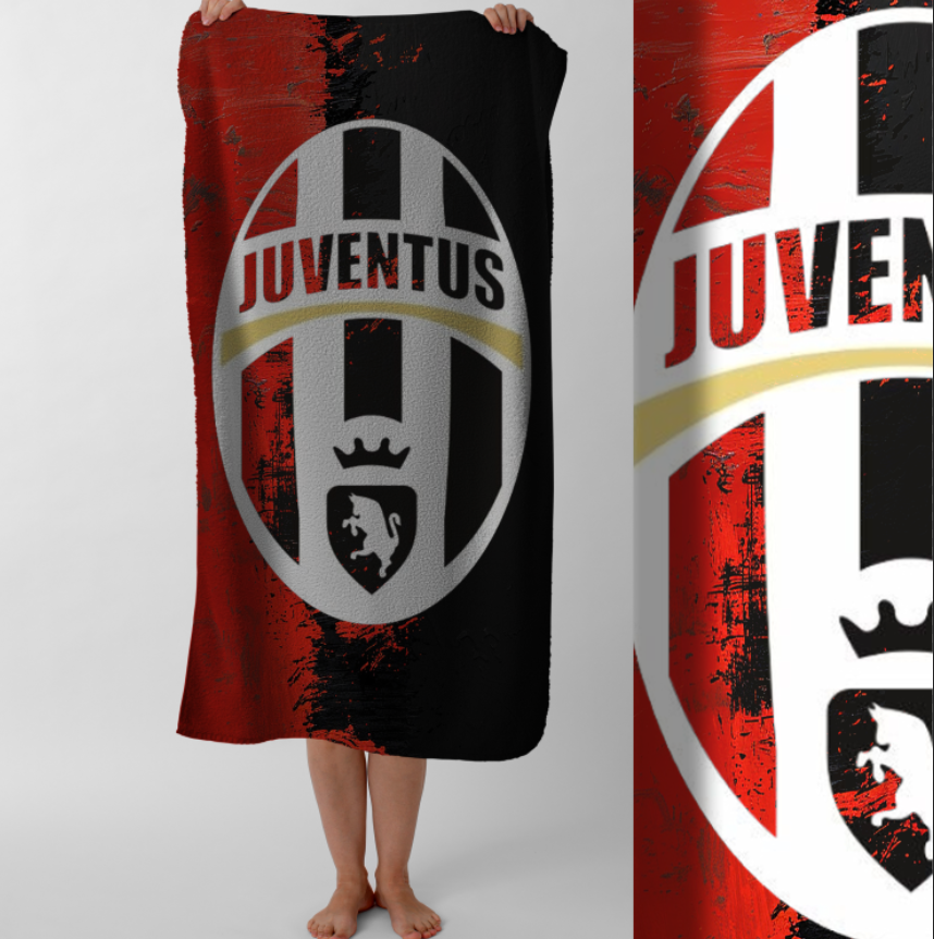 Рушник Ювентус футбольний клуб футбол логотип емблема 01  пляжний з принтом ВСІ розміри