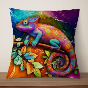 Подушка Яскравий хамелеон 3D принт