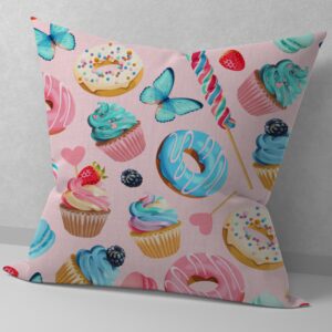 Подушка Яскрава з солодощами тістечка пончики 3D принт