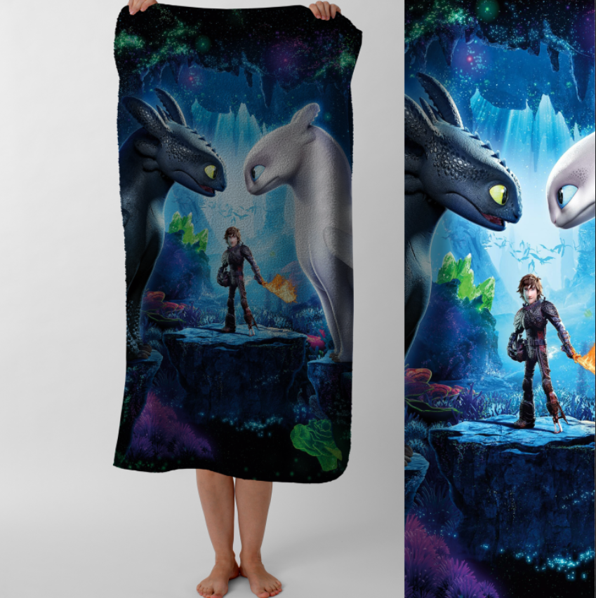 Рушник Як Приборкати Дракона Беззубик 87  пляжний з принтом ВСІ розміри