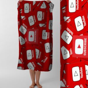 Рушник Ютуб Емблема Знак You Tube Підписка  пляжний з принтом ВСІ розміри