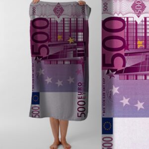 Рушник 500 Євро Банкноти Гроші  пляжний з принтом ВСІ розміри