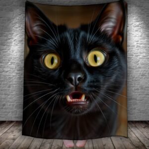 Плед Чорний кіт велика морда погляд 150х200 см
