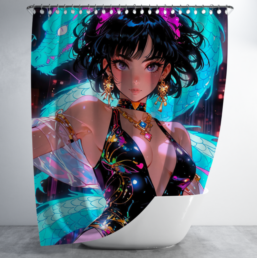 Штора в душ Гарна дівчина аніме Вайфу Waifu Каваї Kawaii стиль отаку дорослі няшки сексі еротична 7 для ванної 150х200 см