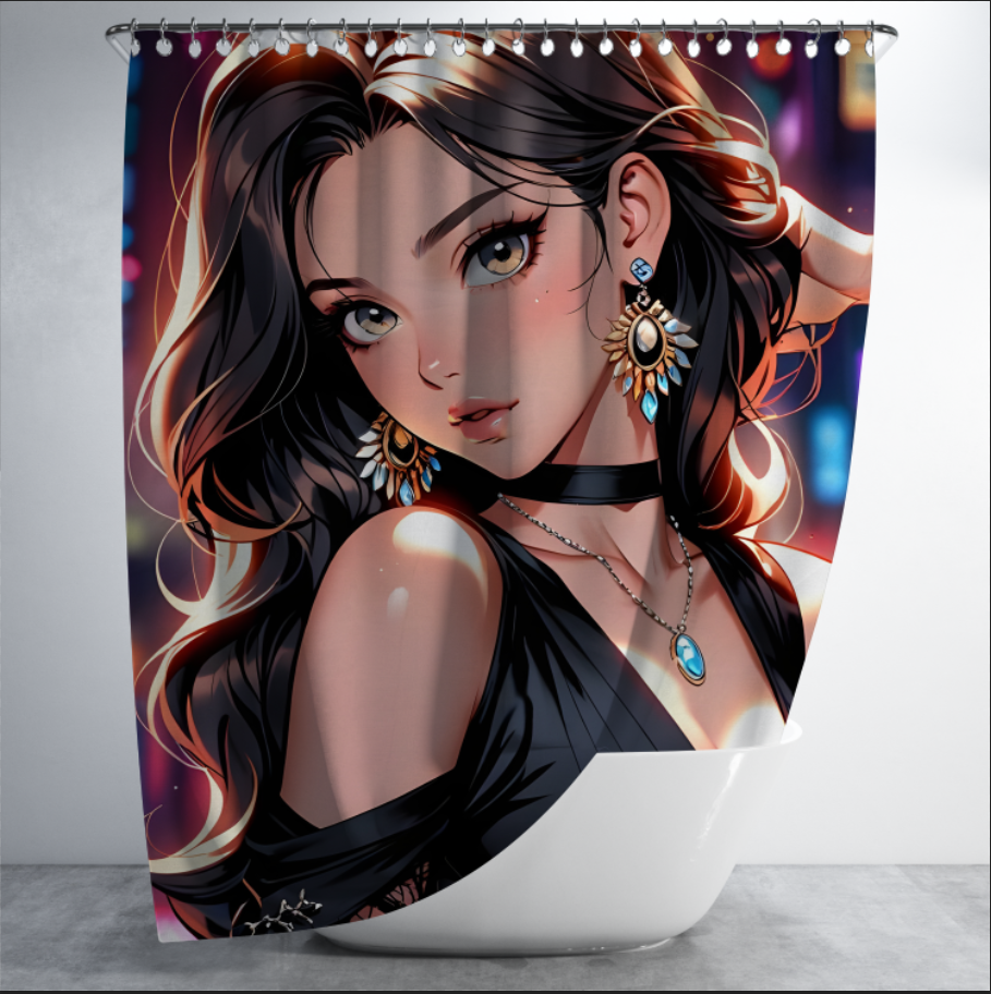 Штора в душ Гарна дівчина аніме Вайфу Waifu Каваї Kawaii стиль отаку дорослі няшки сексі еротична 4 для ванної 150х200 см