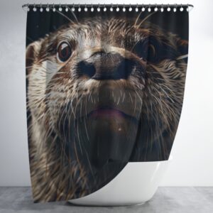 Штора в душ Видра крупний план морда позує 1 для ванної 150х200 см