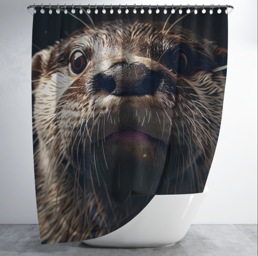 Штора в душ Видра крупний план морда позує 1 для ванної 150х200 см