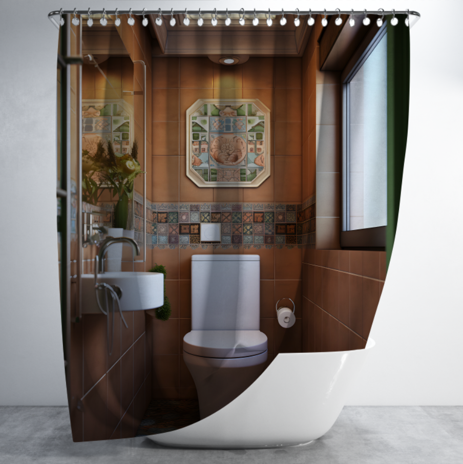 Штора в душ Шикарна ванна кімната з унітазом для ванної 150х200 см