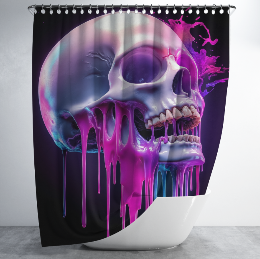 Штора в душ Череп з бризками фарб потіки для ванної 150х200 см