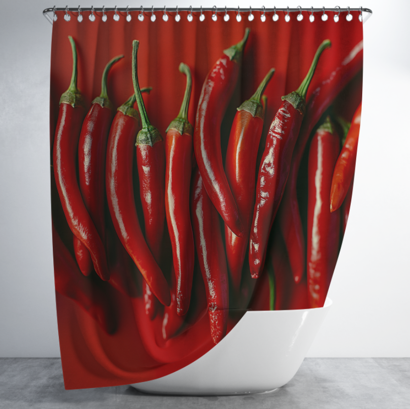 Штора в душ Червоні перці овочі для ванної 150х200 см