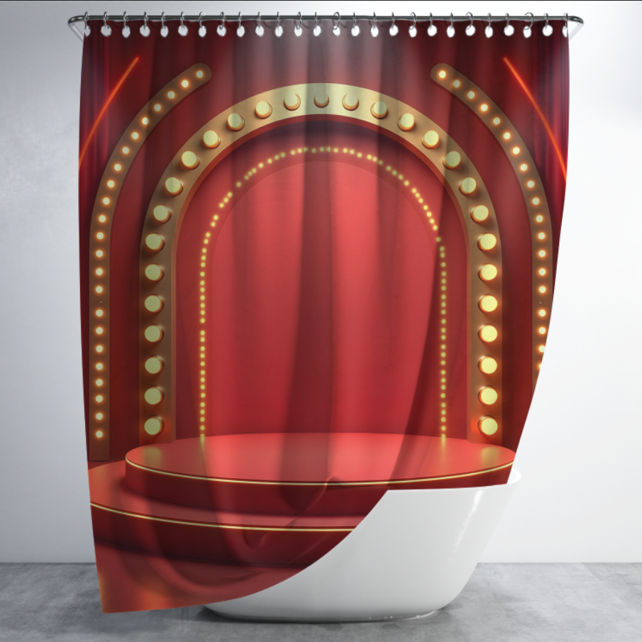 Штора в душ Червона сцена подіум для ванної 150х200 см