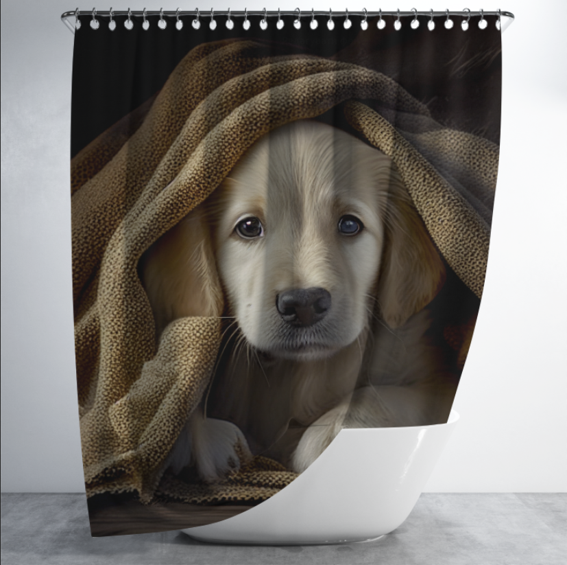 Штора в душ Цуценя ретривера загорнуте в ковдру для ванної 150х200 см