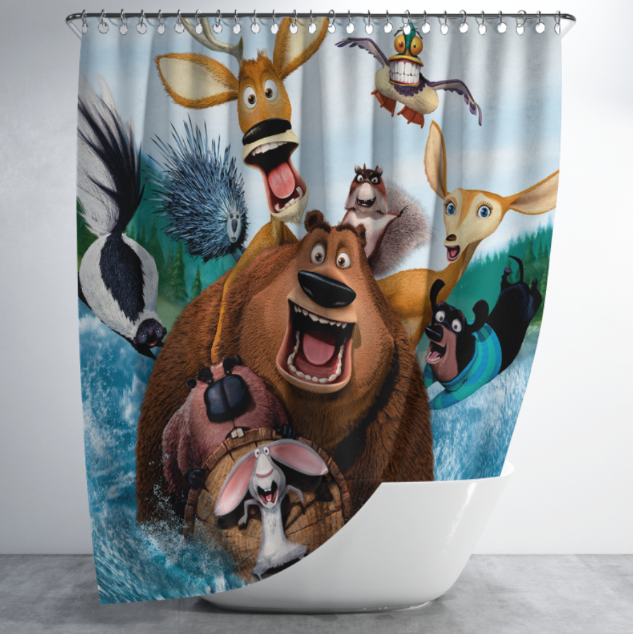 Штора в душ Сезон полювання герої мультика тваринки для ванної 150х200 см