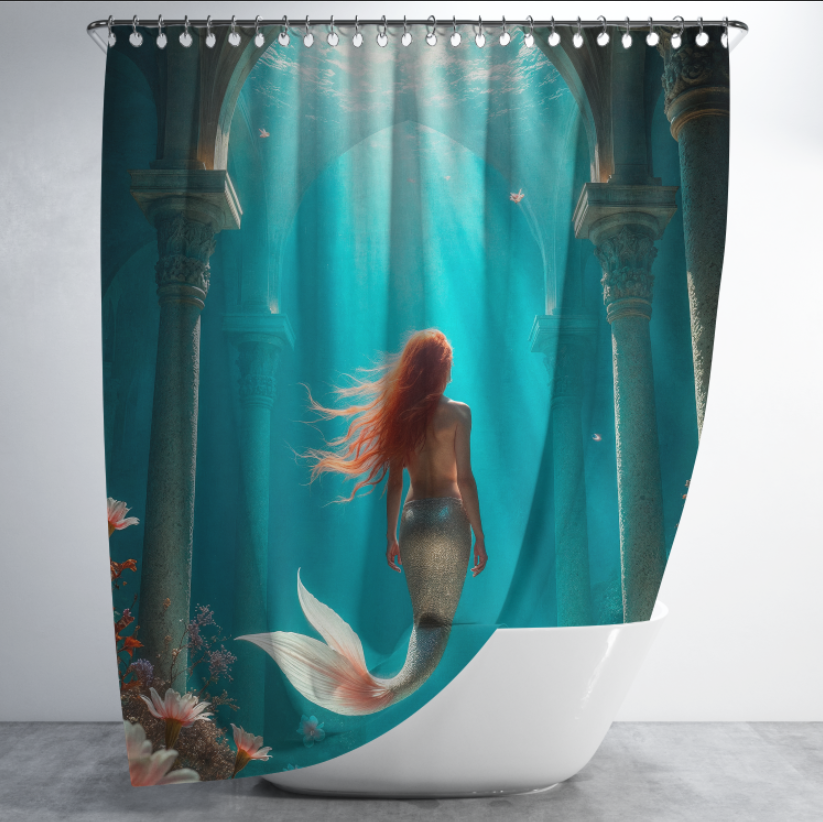 Штора в душ Русалка морський світ руїни атлантида для ванної 150х200 см