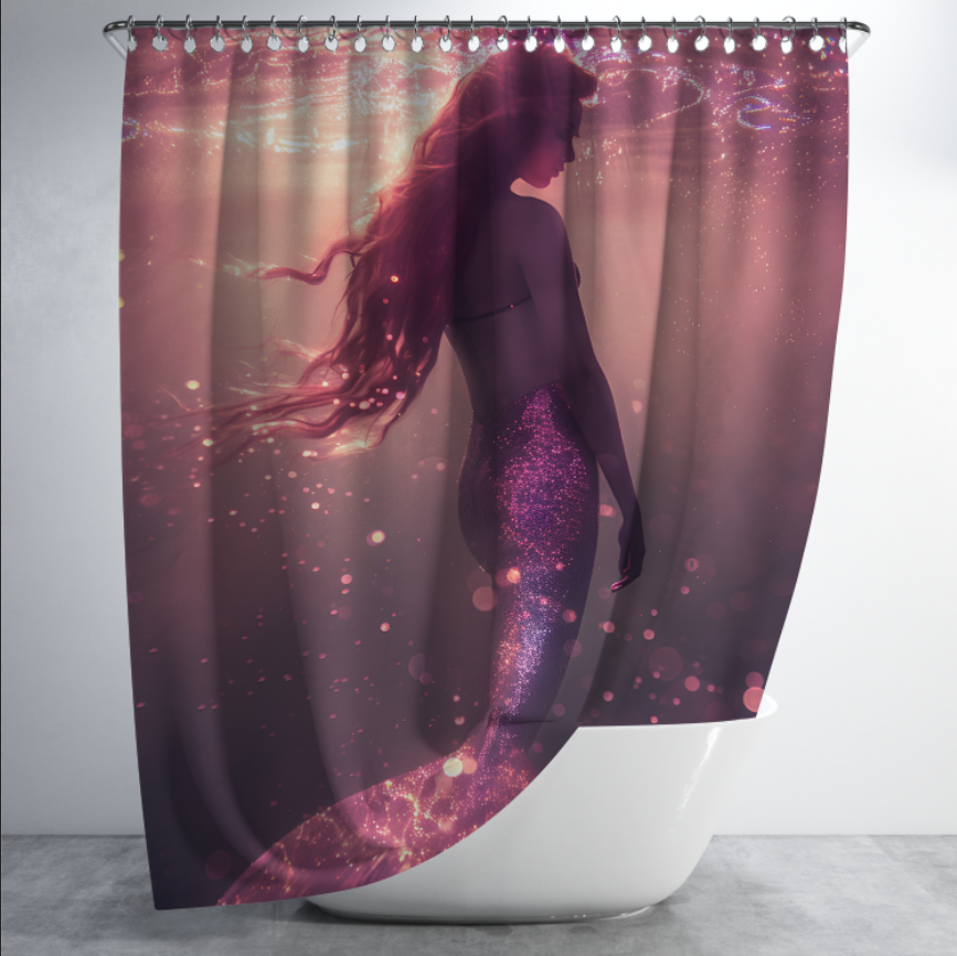 Штора в душ Русалка морський світ дно риби 3 для ванної 150х200 см