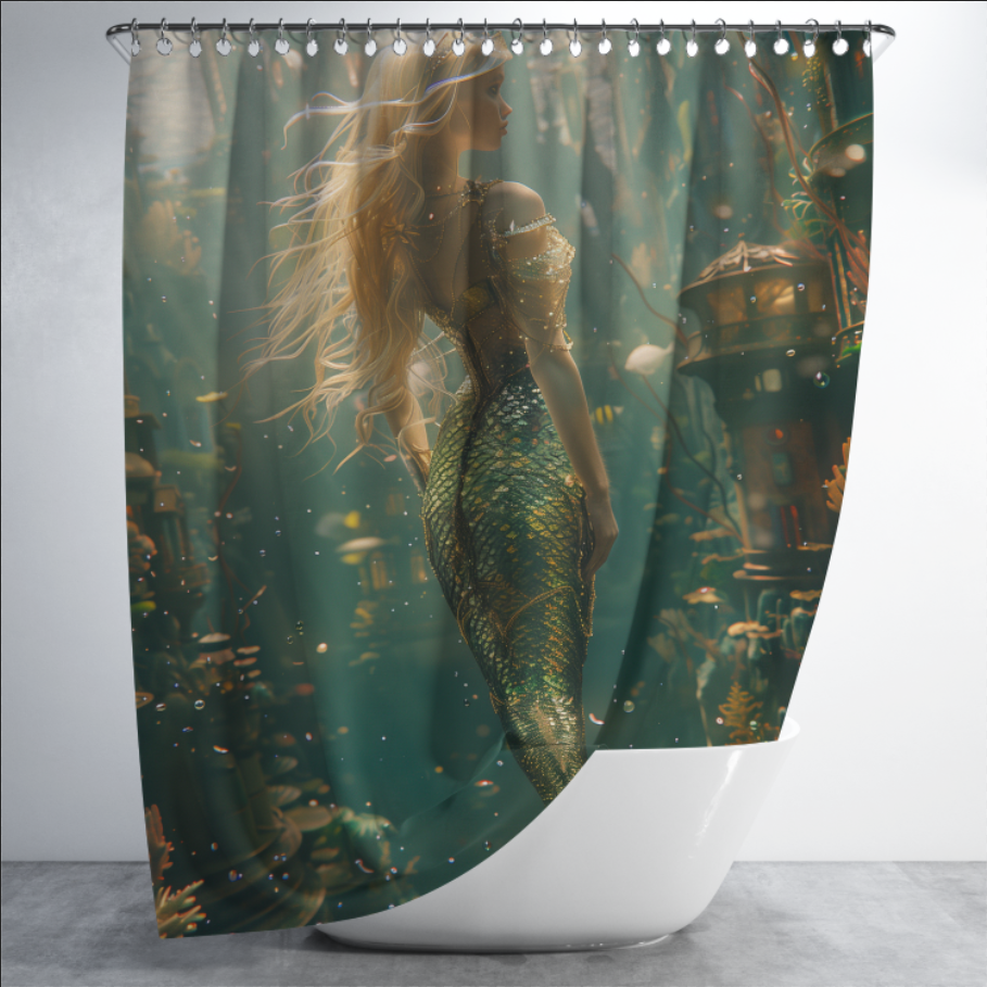 Штора в душ Русалка морський світ дно риби 1 для ванної 150х200 см