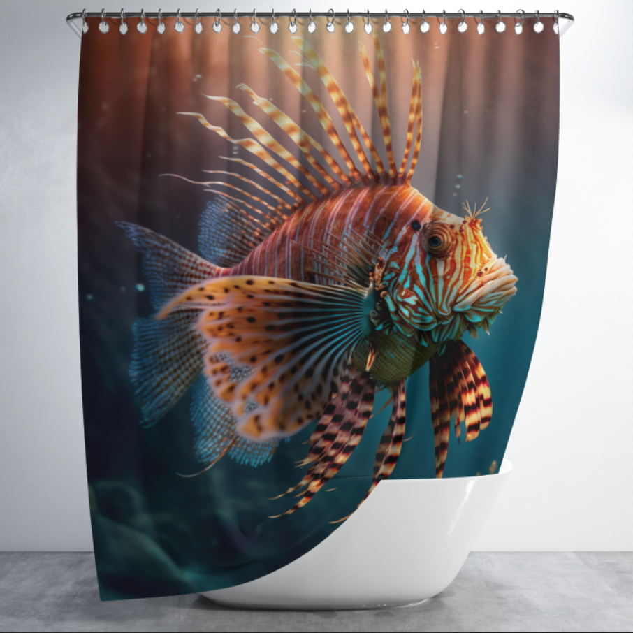 Штора в душ Риба лев для ванної 150х200 см