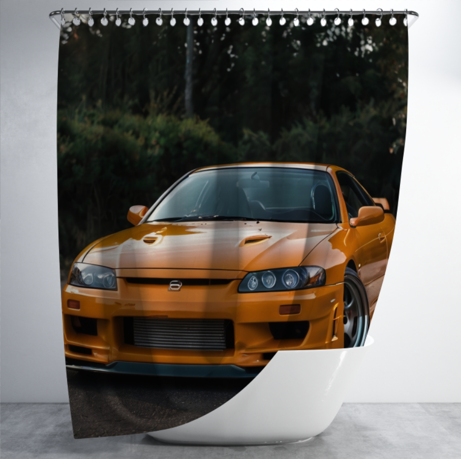 Штора в душ Помаранчевий авто машина спорткар для ванної 150х200 см