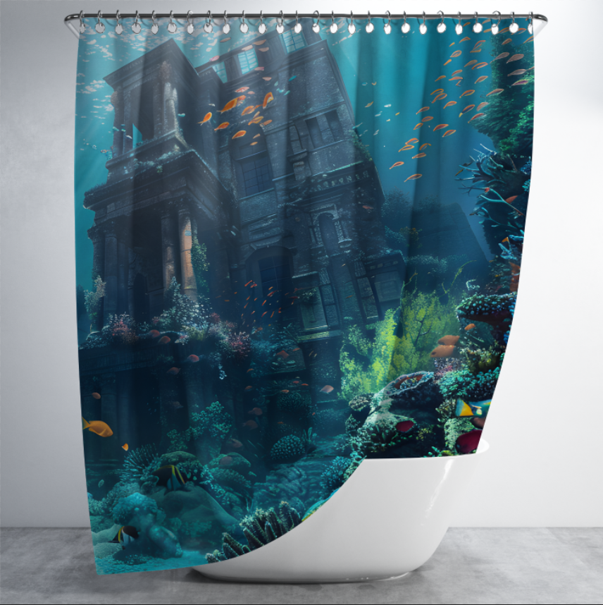 Штора в душ Підводні руїни Атлантида 4 для ванної 150х200 см