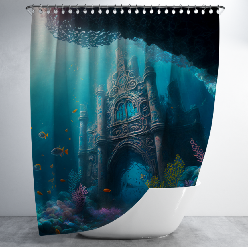 Штора в душ Підводні руїни Атлантида 2 для ванної 150х200 см