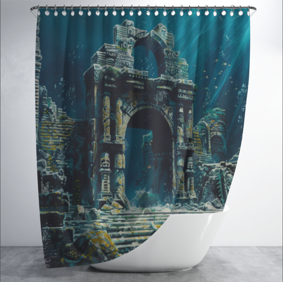Штора в душ Підводні руїни Атлантида для ванної 150х200 см
