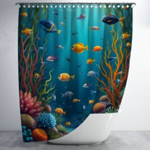 Штора в душ Підводний світ акваріум риби корали для ванної 150х200 см