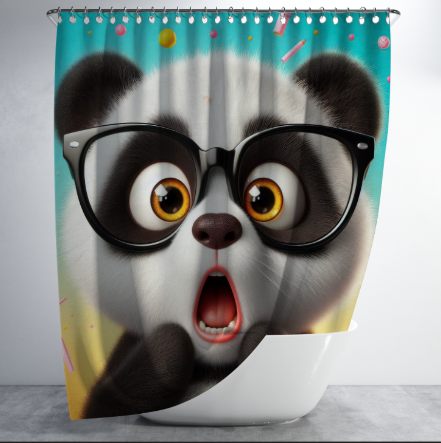 Штора в душ Панда в окулярах для ванної 150х200 см